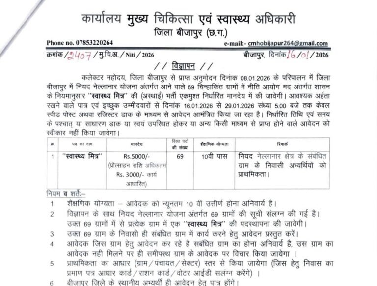 CMHO Bijapur Recruitment