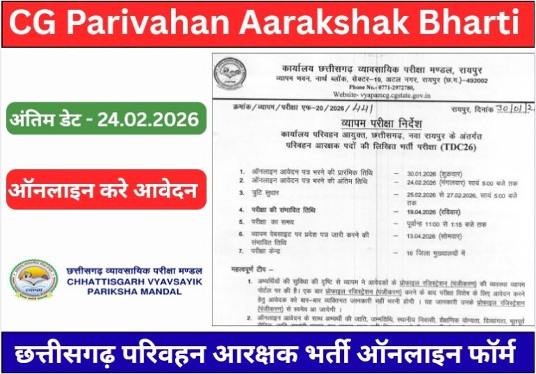 CG Parivahan Aarakshak Bharti 2026